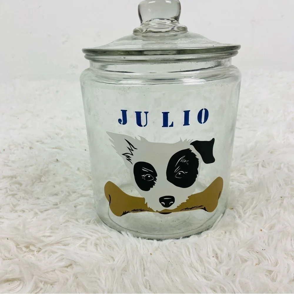 UNBRANDED glass dog Julio treats jar for dogs